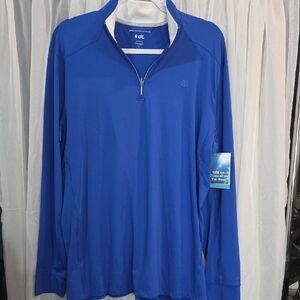 #53 NWT Mens Coolibar Blue and White UPF 50+ Shirt